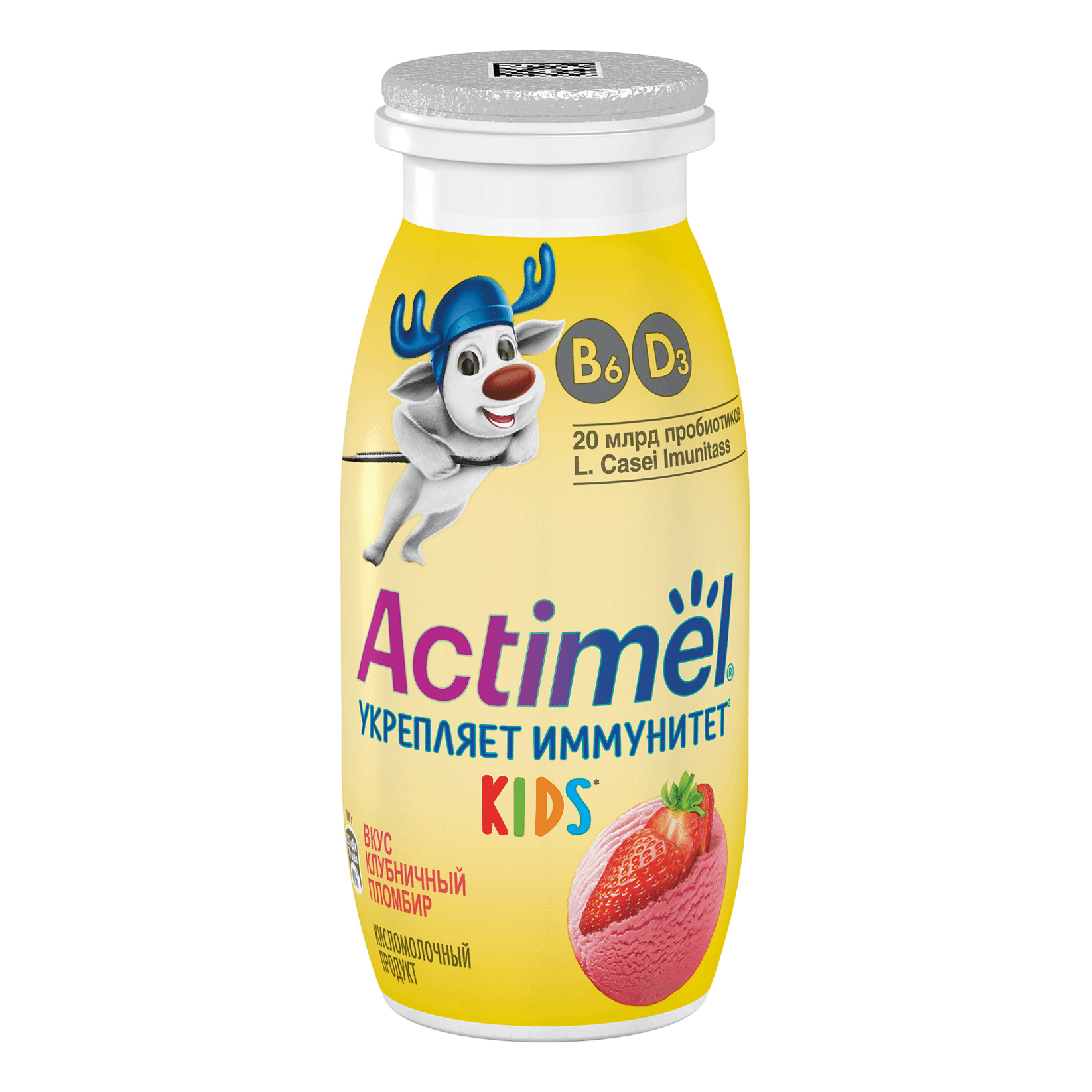 Продукт кисломолочный Actimel клубничный пломбир 2.5% 100 г