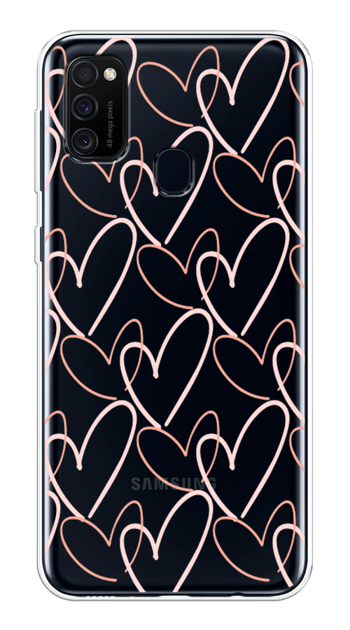 

Чехол на Samsung Galaxy M30s/M21 "Узор из сердечек", Розовый;бежевый, 29850-6