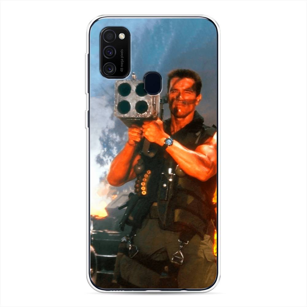 

Чехол для Samsung Galaxy M30s/M21 "Арнольд Шварцнеггер с базукой", Голубой;коричневый, 29850-6