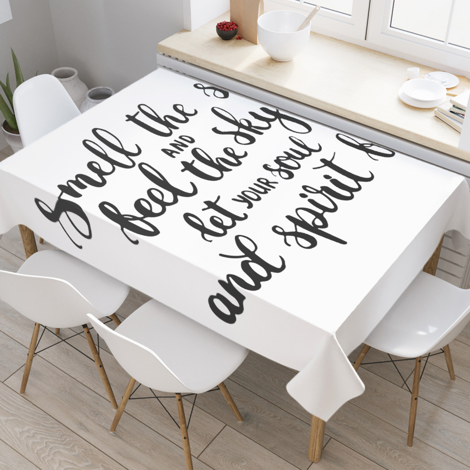 

Скатерть JoyArty "Почувствуй запах моря и неба, пусть твоя душа и дух летят" 180x145 см, Белый, Почувствуй запах моря и неба, пусть твоя душа и дух летят