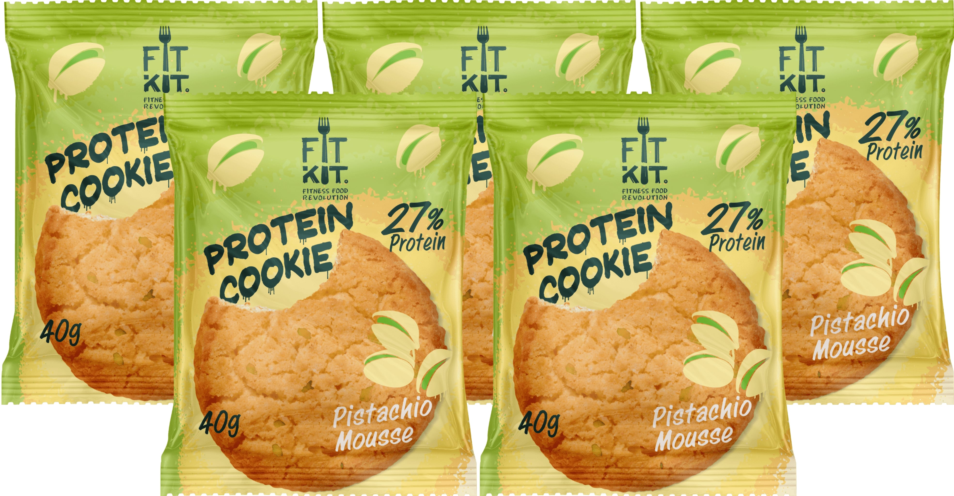 Fit Kit Fit Kit, Protein Cookie, 5шт x 40г (фисташковый мусс)