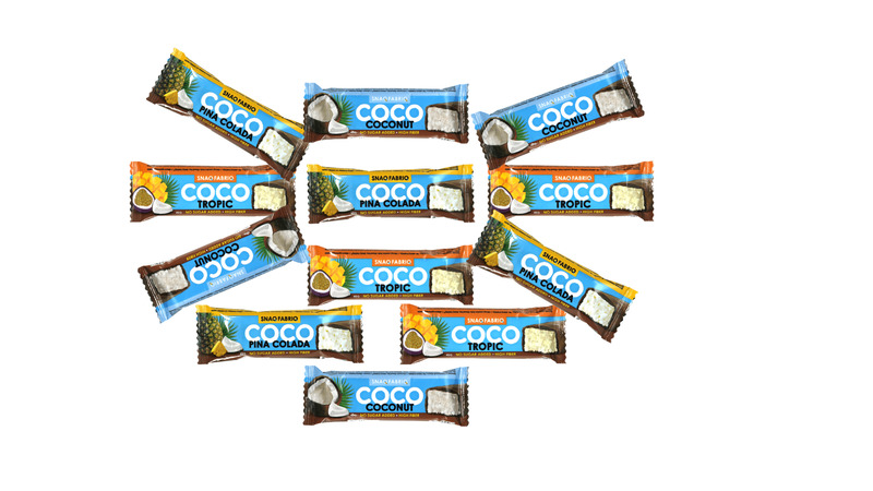 Snaq Fabriq Батончики кокосовые в шоколаде без сахара, ассорти всех вкусов 12шт по 40г