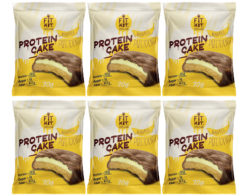 Протеиновое печенье Fit Kit Protein Cake Банановый пудинг, 6 шт по 70 г