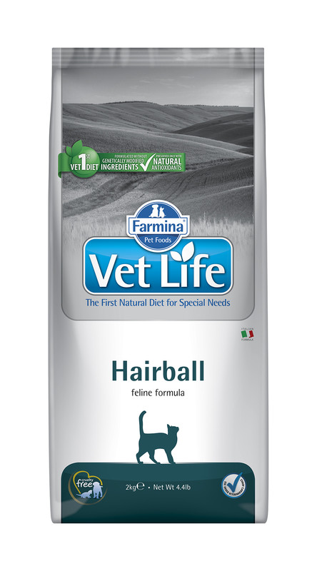 фото Сухой корм для кошек farmina vet life hairball, для выведения шерсти, курица, 2кг