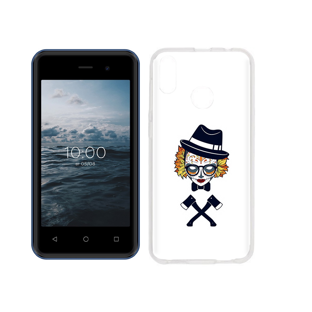 

Чехол MyPads Tocco для BQ 4030G Nice Mini девушка в маске с топорами рисунок, Прозрачный, Tocco