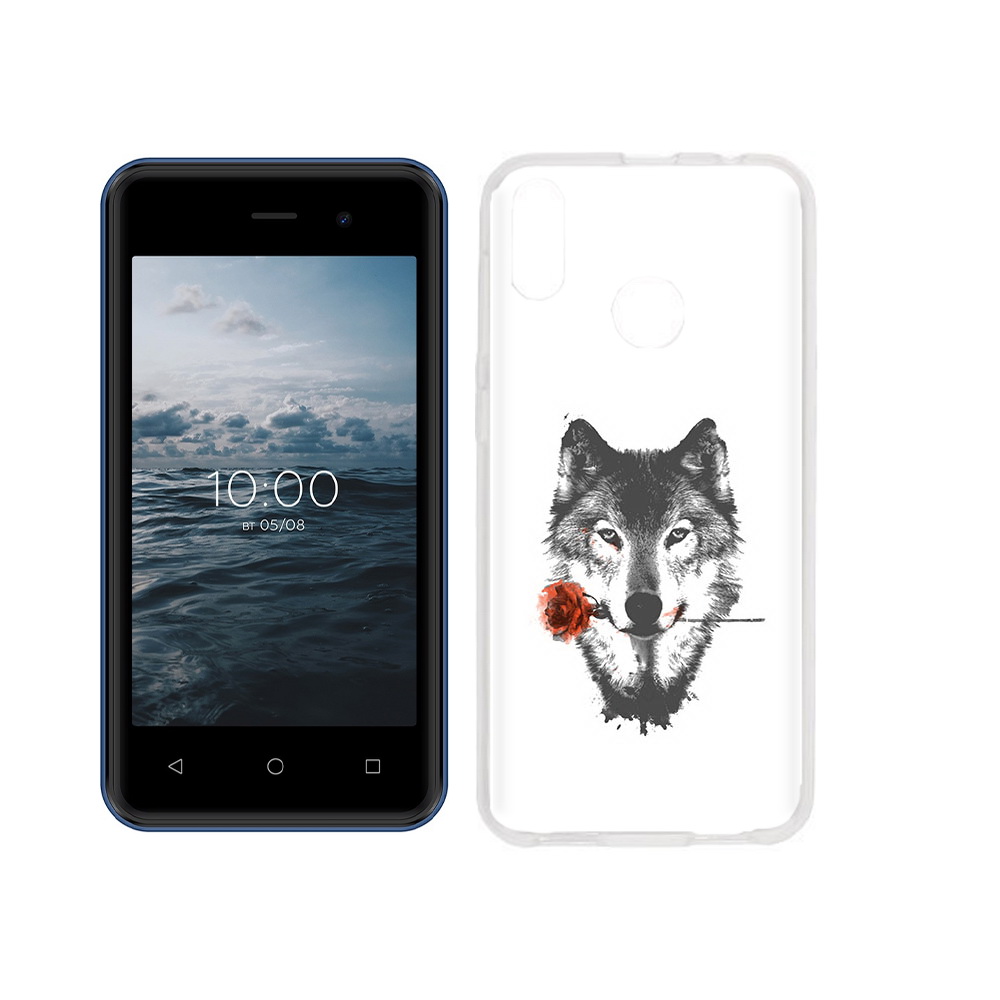 

Чехол MyPads Tocco для BQ 4030G Nice Mini волк с розой, Прозрачный, Tocco