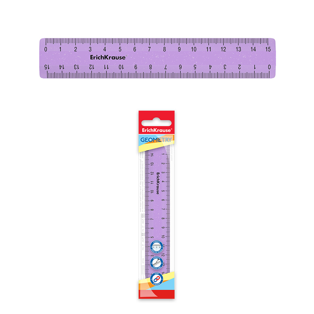 

Линейка пластиковая ErichKrause Standard Glitter, 15см, сиреневый с блестками, в флоупаке, Фиолетовый