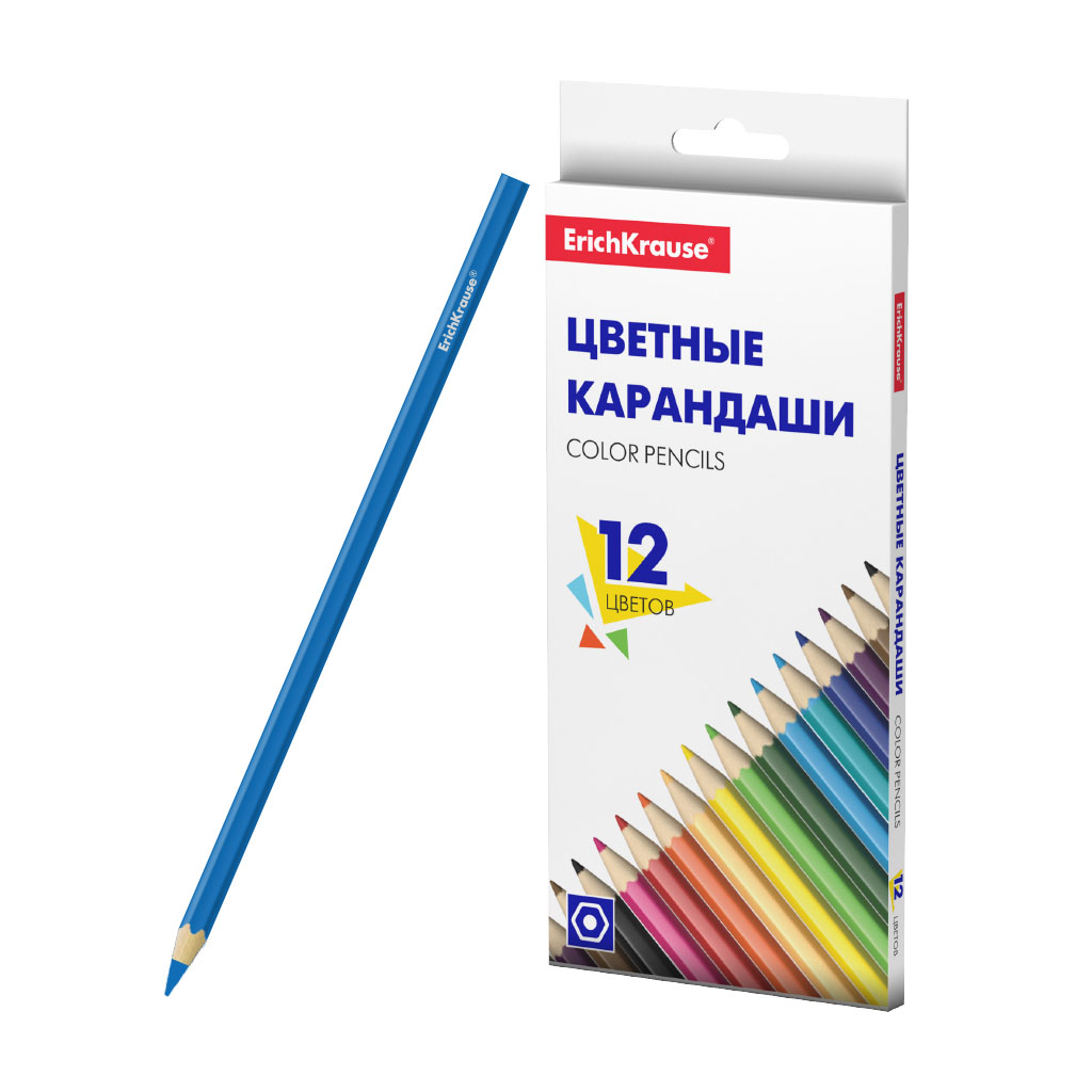 

Цветные карандаши шестигранные ErichKrause Basic 12 цветов