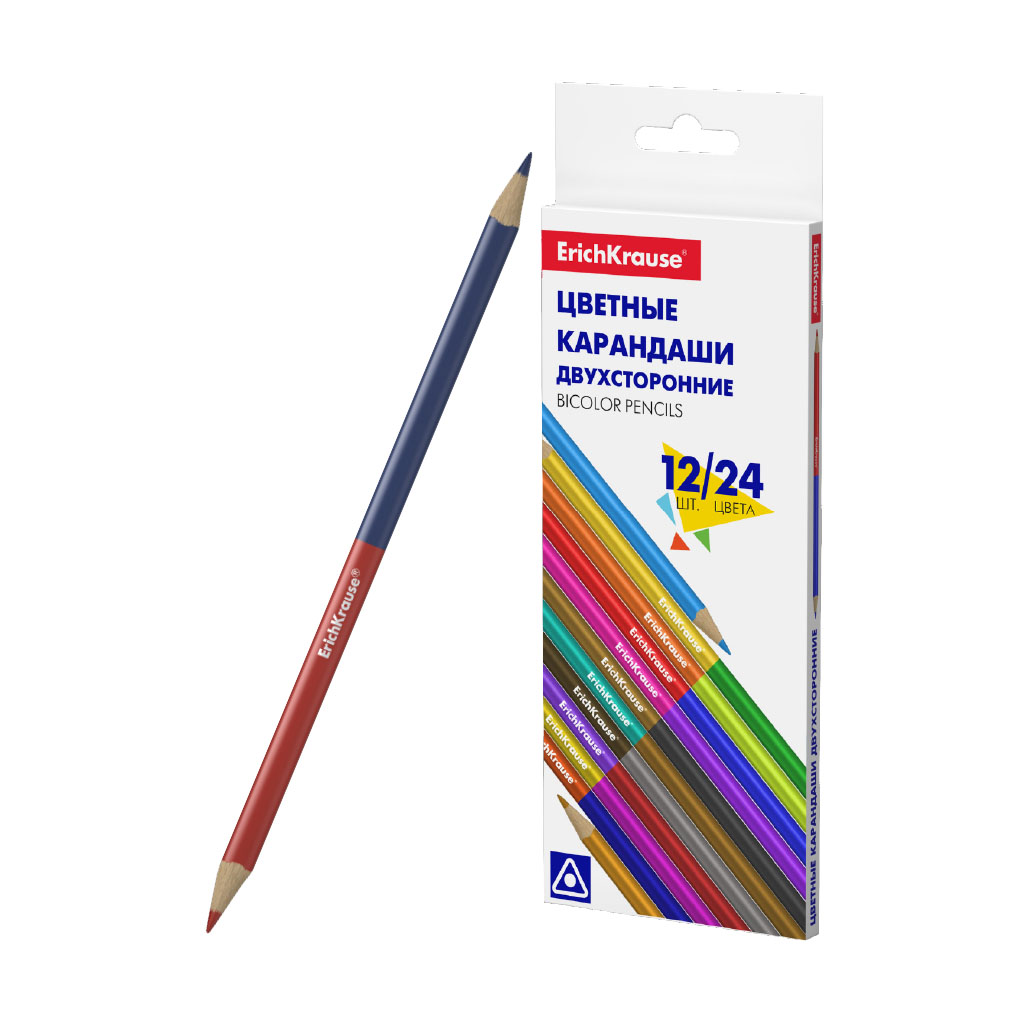 

Цветные карандаши трехгранные двусторонние ErichKrause Basic, 6 шт. Bicolor 12 цветов, Разноцветные
