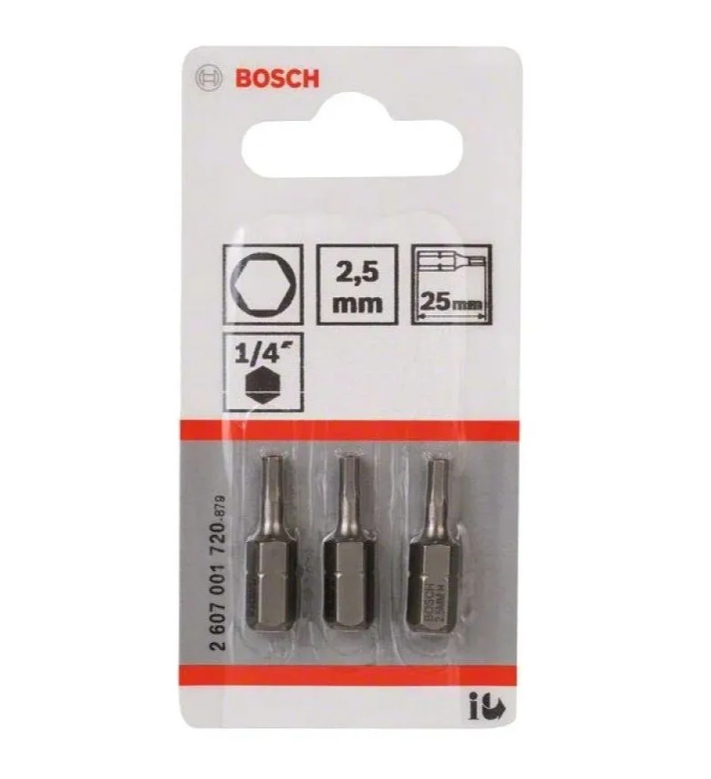 Набор бит Bosch HEX2.5 х25мм 3шт Extra Hart 2.607.001.720