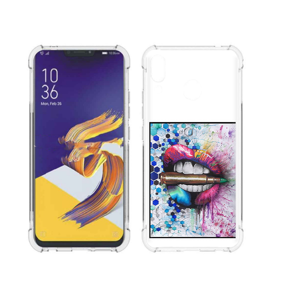 

Чехол MyPads Tocco для Asus ZenFone 5 разноцветные губы с пулей, Прозрачный, Tocco