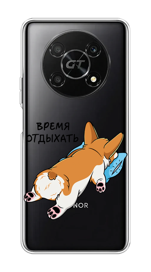 

Чехол на Honor X40 GT "Корги отдыхает", Черный;коричневый;голубой, 6120150-1