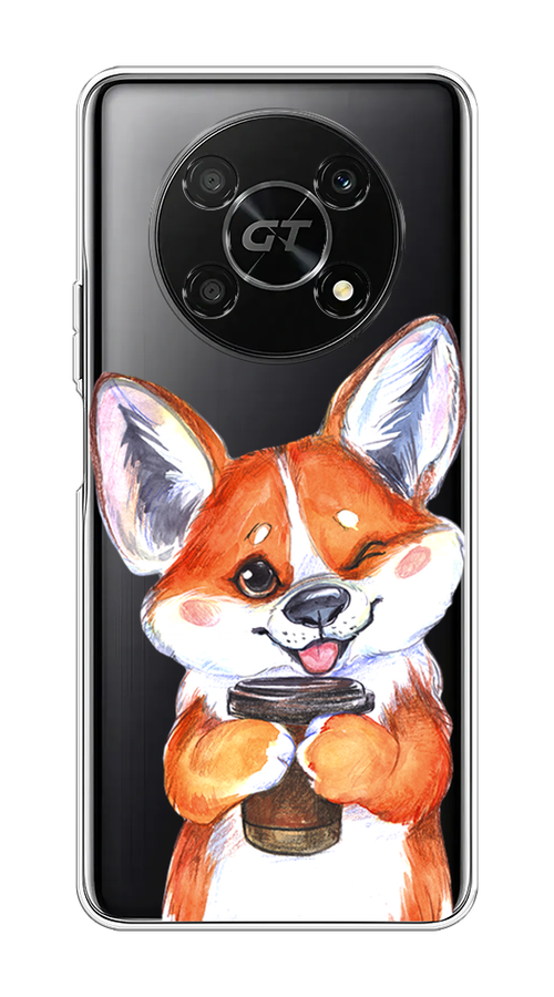

Чехол на Honor X40 GT "Корги с кофе", Оранжевый;белый, 6120150-4