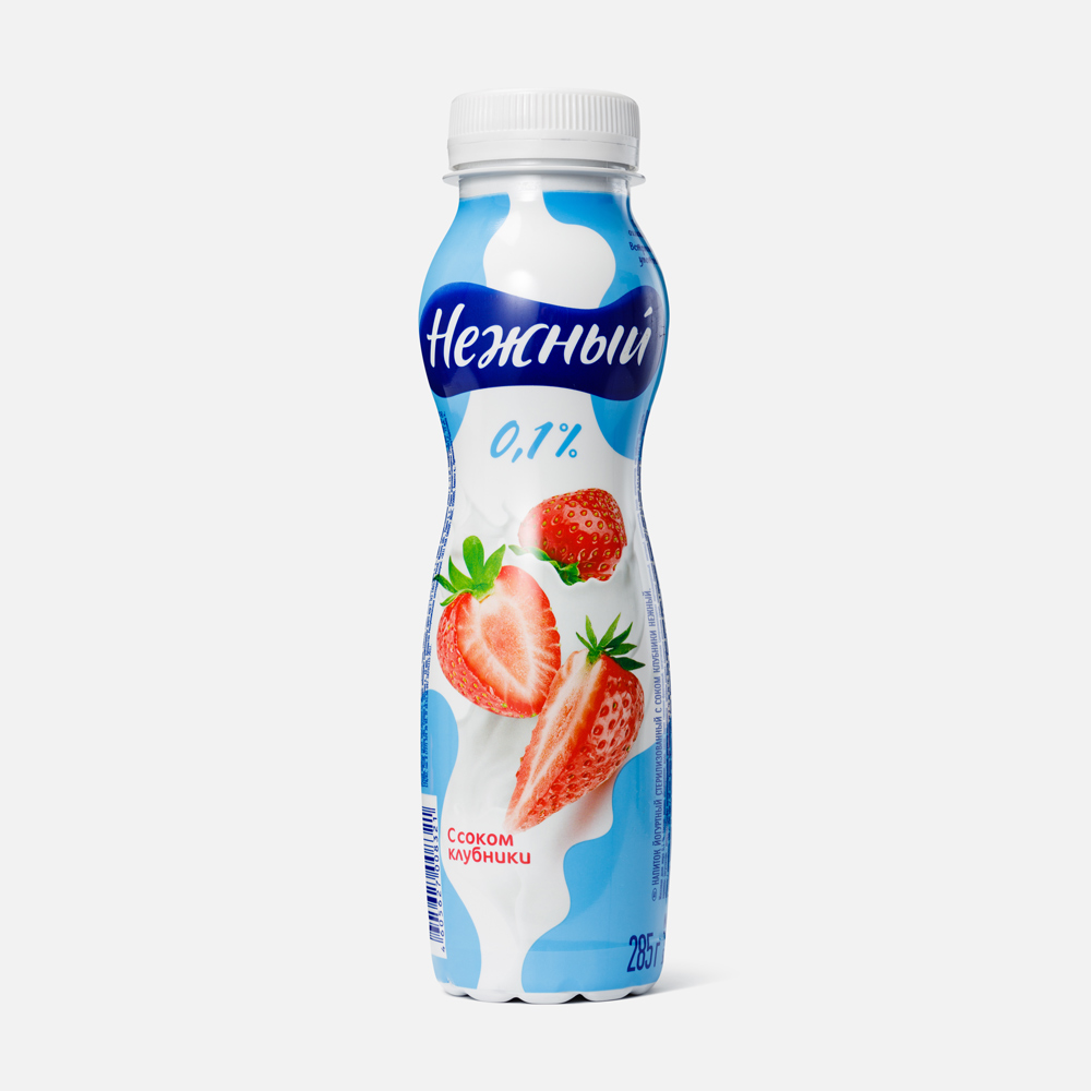 Напиток йогуртный Кампина нежный с соком клубники 0.1% 285 г