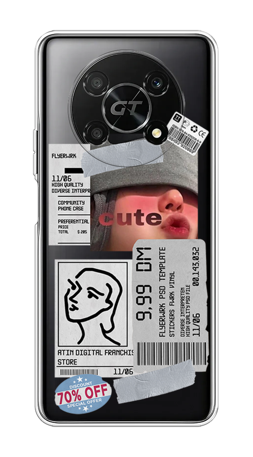 

Чехол на Honor X40 GT "Cute girl collage", Розовый;серый;голубой, 6120150-6