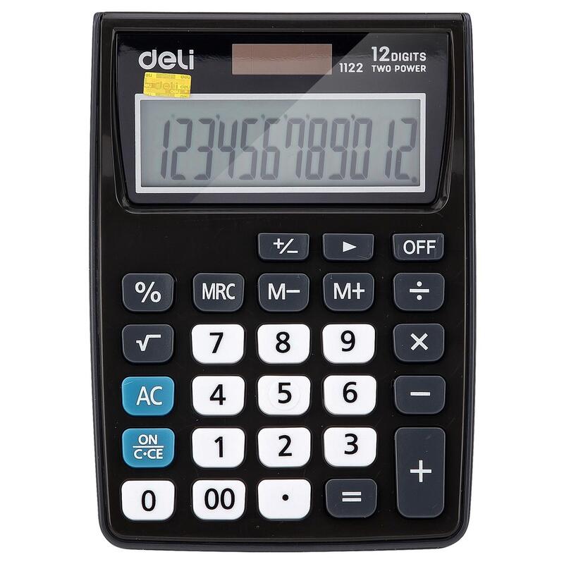 Калькулятор настольный Deli E1122/GREY, 12 разрядов, серый