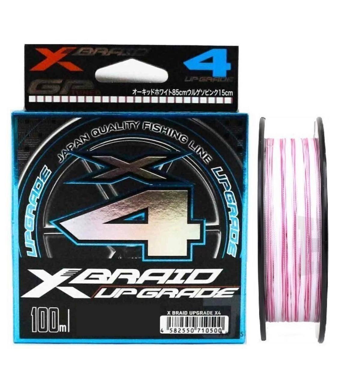 

Шнур плетеный YGK X-BRAID UPGRADE X4 100m 0.4/8 lb (4.0 kg), Белый;розовый, X-Braid Upgrade X4