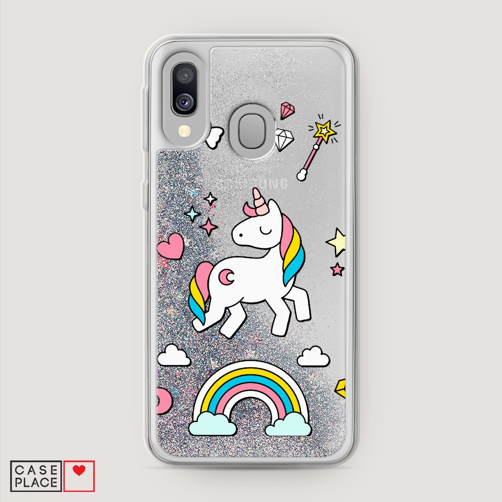 

Жидкий чехол с блестками "Принцесса единорог" на Samsung Galaxy A40