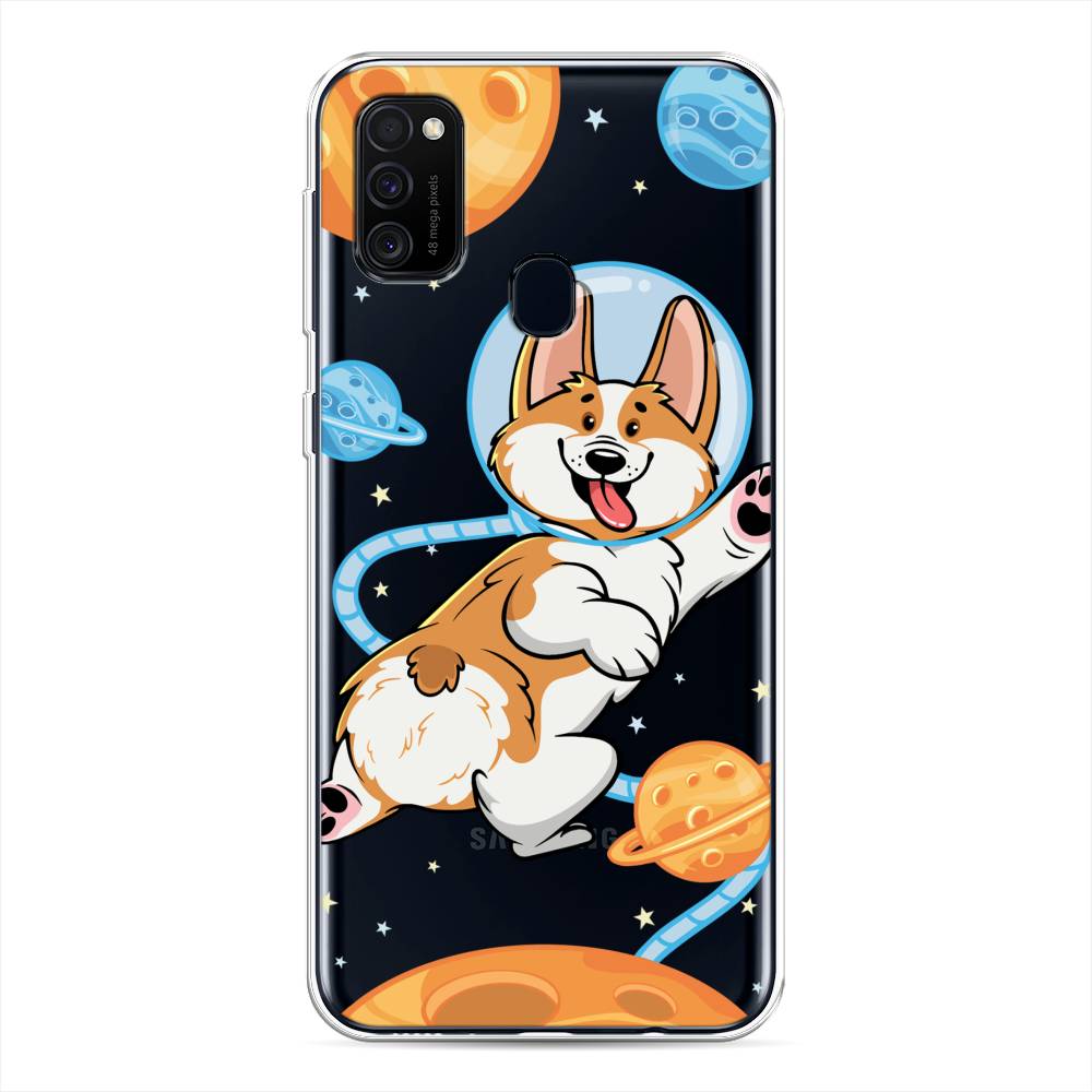 

Чехол на Samsung Galaxy M21/M30s "Корги-космонавт", Голубой;бежевый;белый, 29750-1