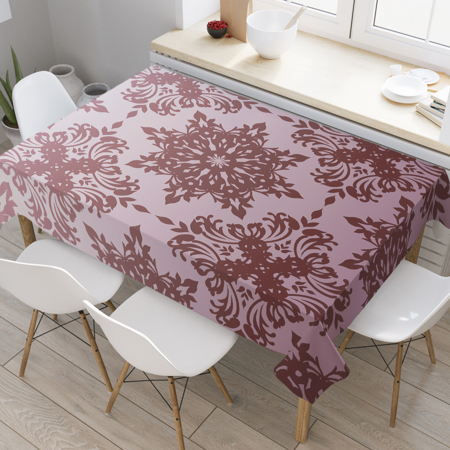 

Скатерть прямоугольная JoyArty "Чередование орнаментов" из оксфорда, 180x145 см, Фиолетовый, Чередование орнаментов