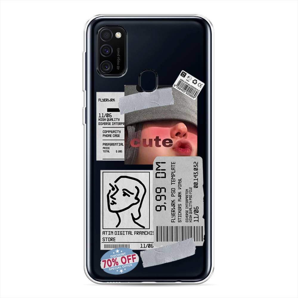 

Чехол на Samsung Galaxy M21/M30s "Cute girl collage", Розовый;серый;голубой, 29750-6