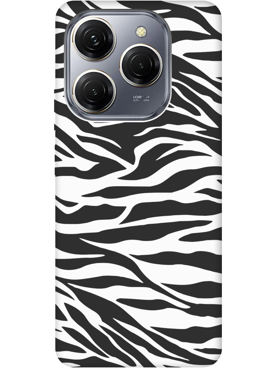 

Силиконовый чехол на Tecno Spark 20 Pro с рисунком "Паттерн зебры" Soft Touch черный, 20011922