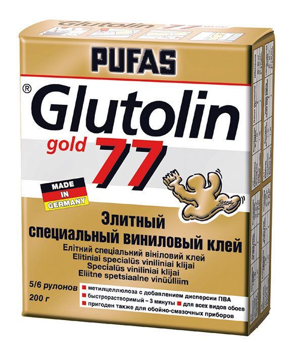фото Пуфас n390-00 элитный клей для виниловых и тяжелых обоев (0,2кг) glutolin 77 instant elite pufas