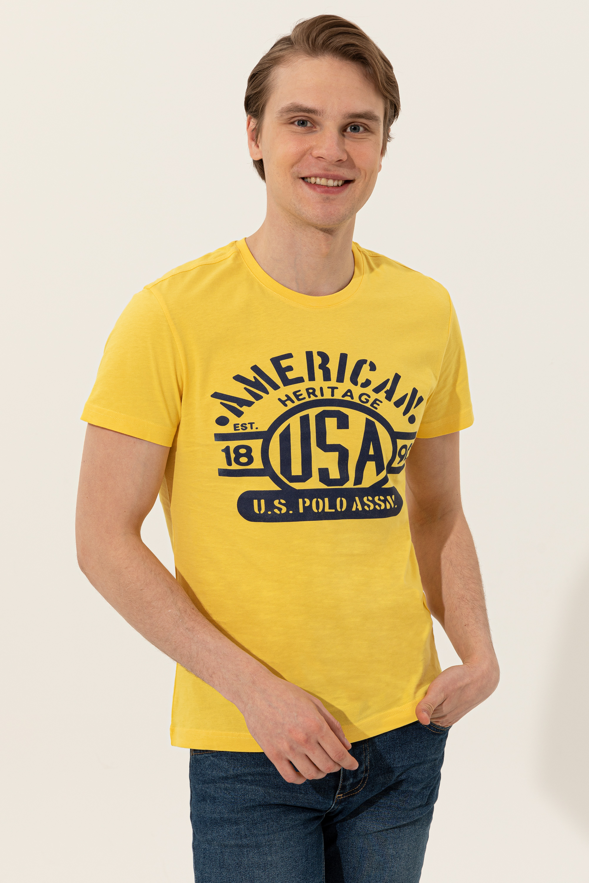 

Футболка мужская U.S. POLO Assn. G081GL0110WATE желтая XL, Желтый, G081GL0110WATE