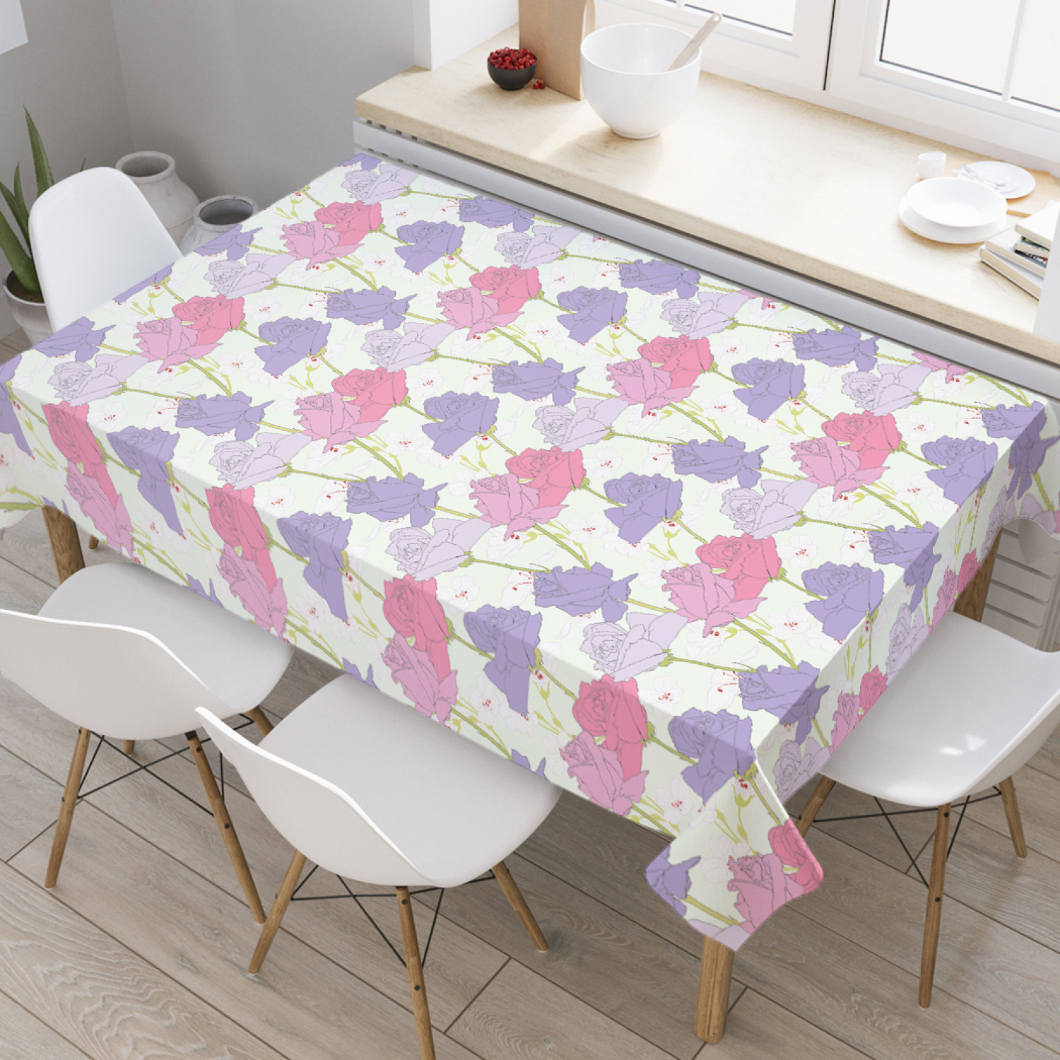 

Скатерть прямоугольная JoyArty "Натуральность роз" из оксфорда, 180x145 см, Розовый, Натуральность роз