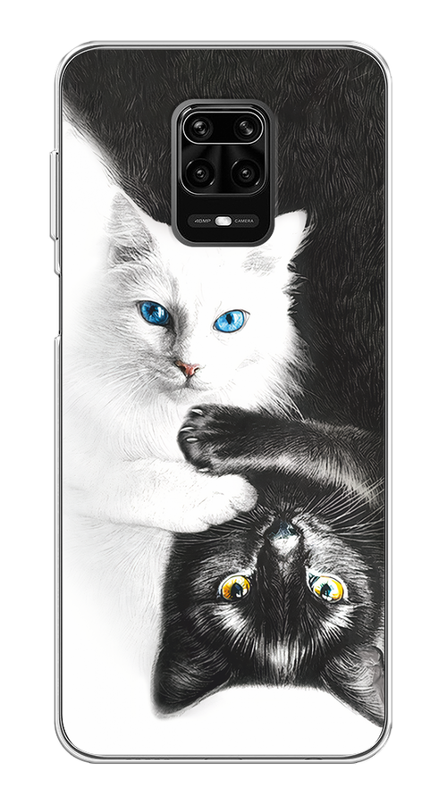 

Чехол на Xiaomi Redmi Note 9S/Note 9 Pro "Коты Инь-Янь", Черный;белый;голубой, 37950-1
