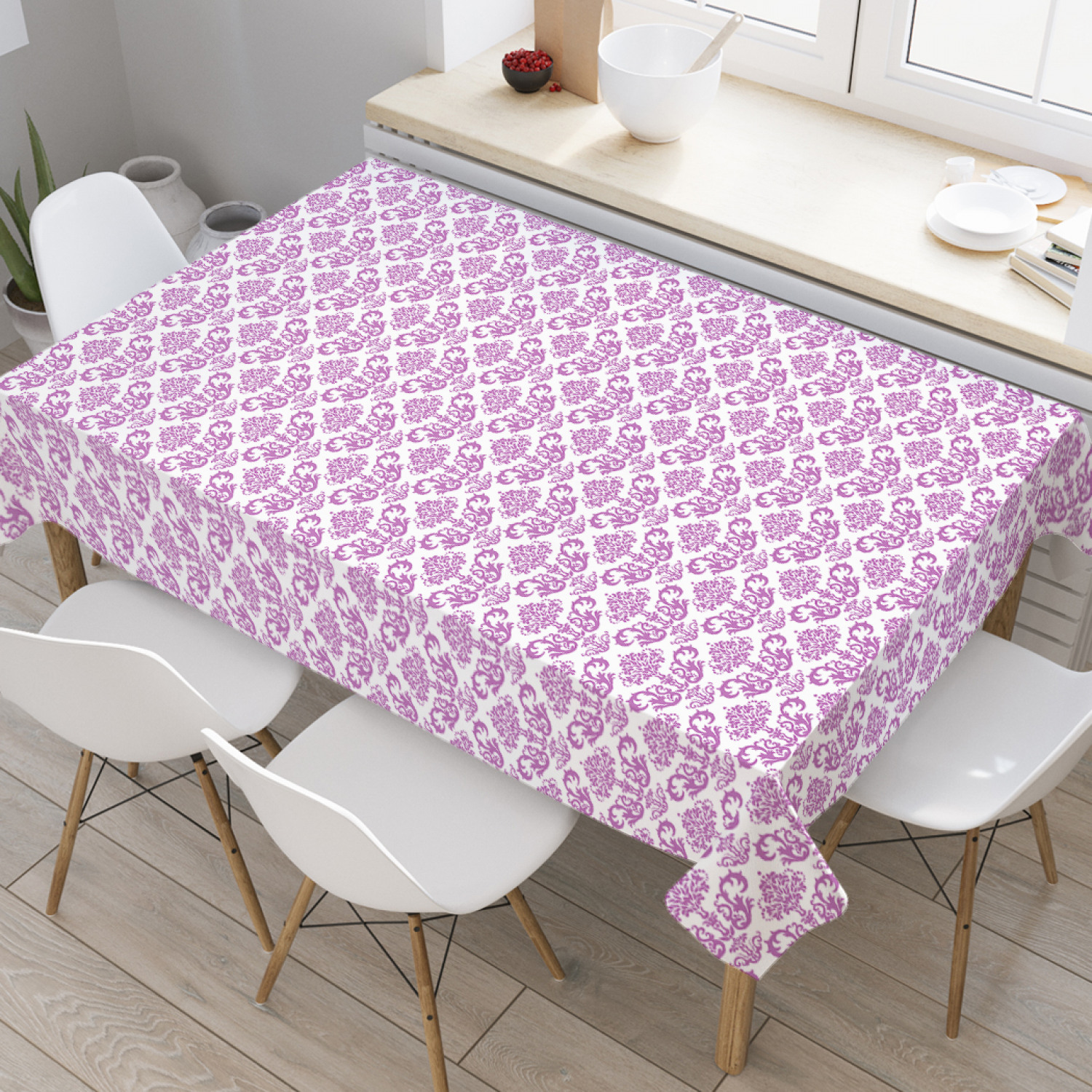 

Скатерть прямоугольная JoyArty "Викторианская флора" из оксфорда, 180x145 см, Фиолетовый, Викторианская флора