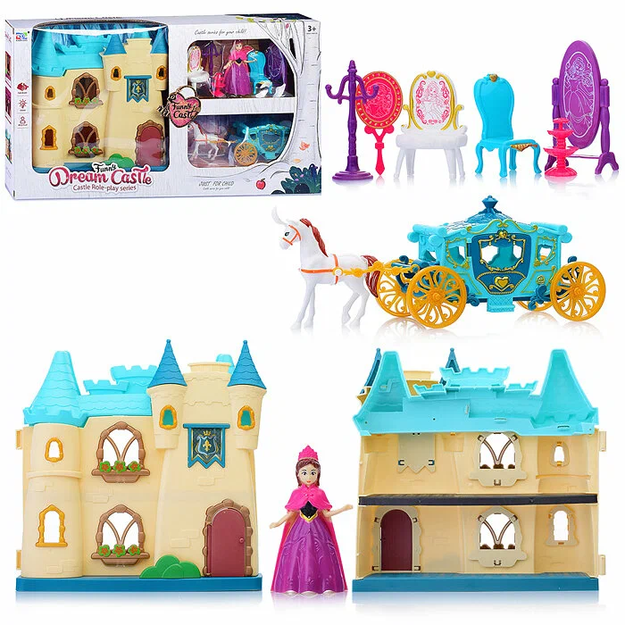 Набор KDL-05 Замок маленькой принцессы с каретой и лошадкой в коробке 1876₽
