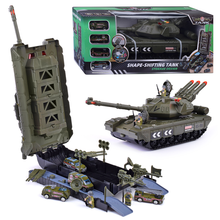 

Танк XZ-697 с набором машин, на батарейках, в коробке, Зеленый, Танки