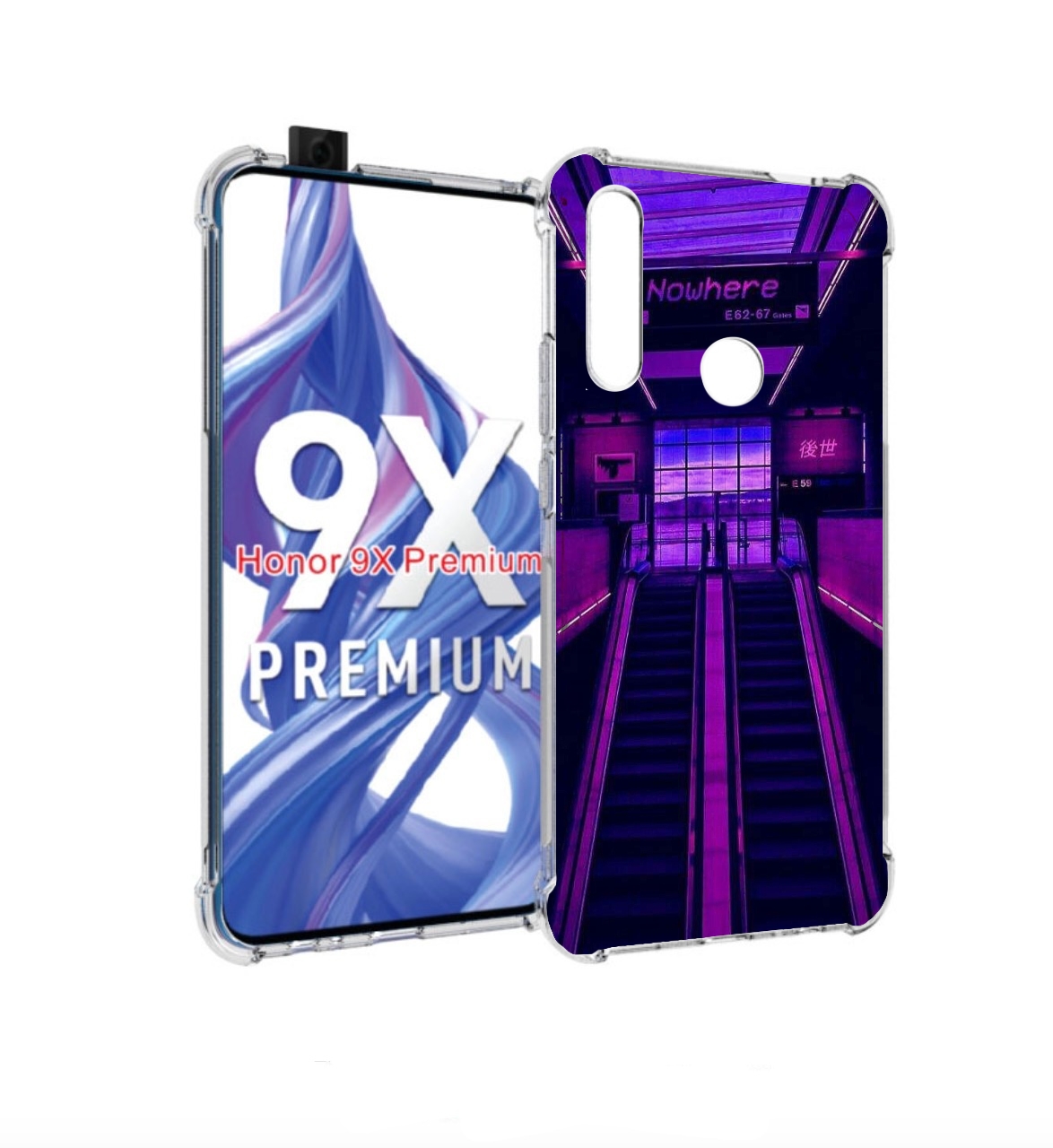

Чехол бампер MyPads фиолетовый эскалатор для Honor 9X (STK-LX1)., Прозрачный, Tocco