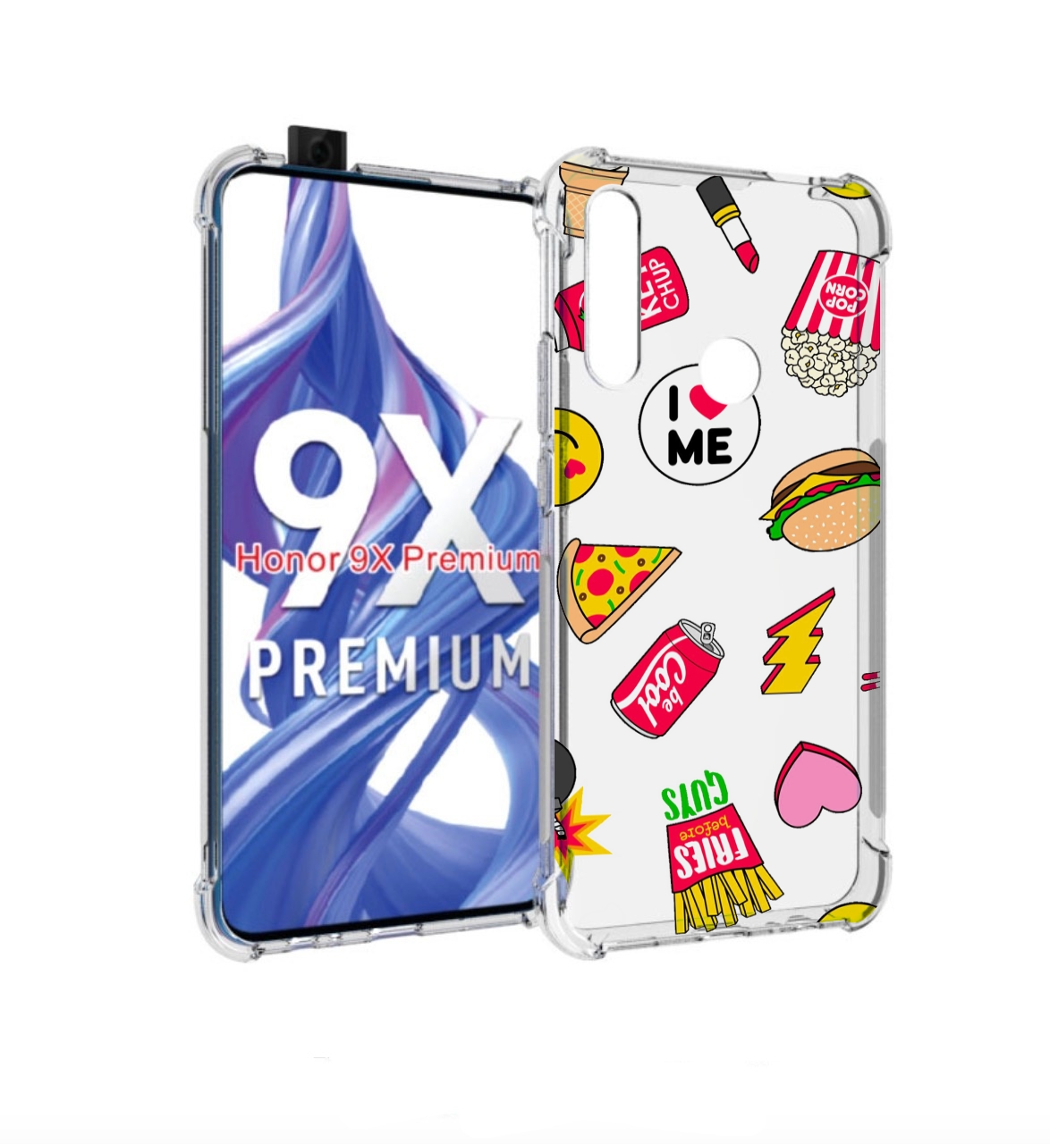 

Чехол бампер MyPads фаст-фуд для Honor 9X (STK-LX1)., Прозрачный, Tocco