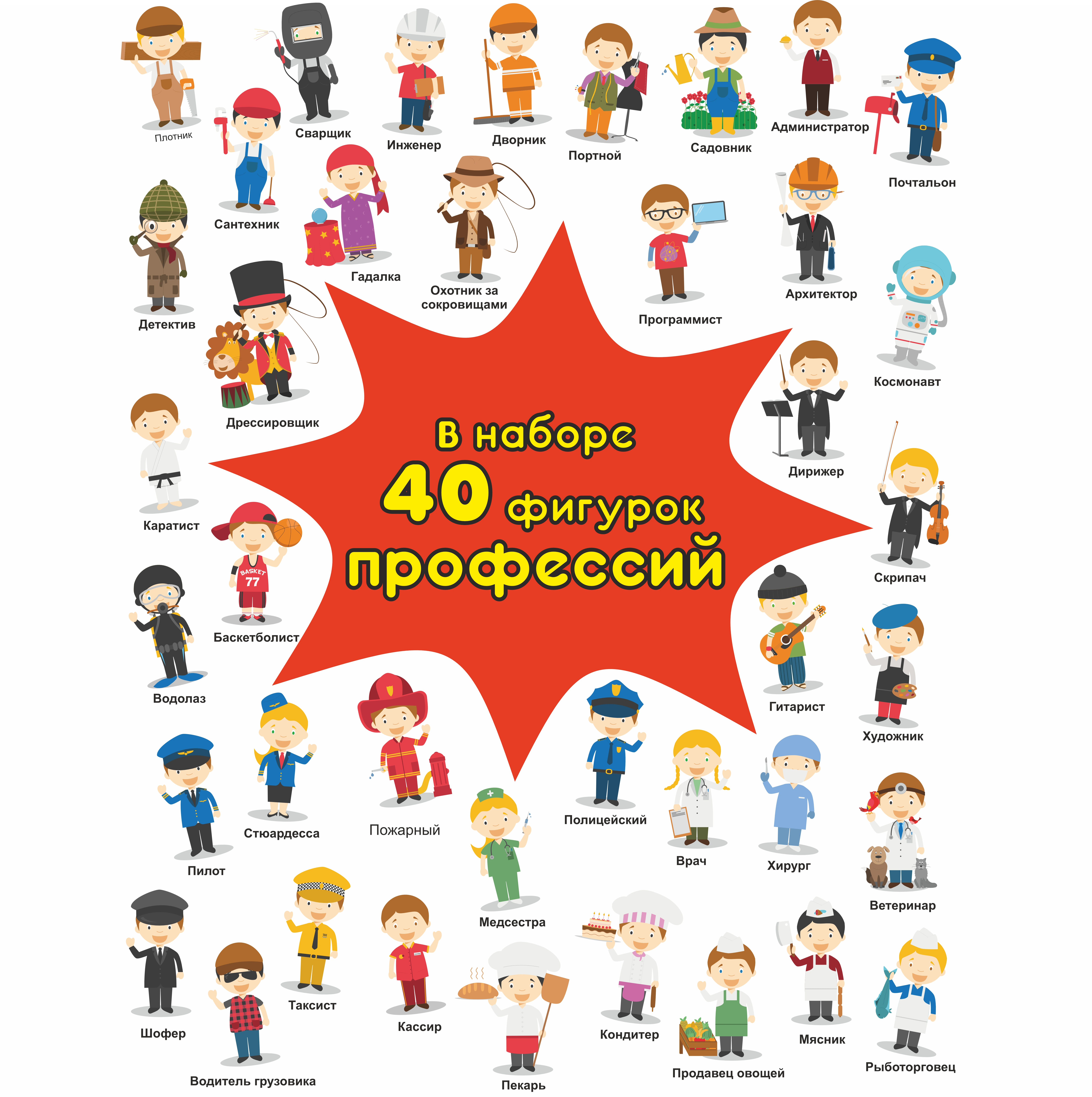 

Фигурки Мирознайка Профессий набор 1 40шт, Фигурки