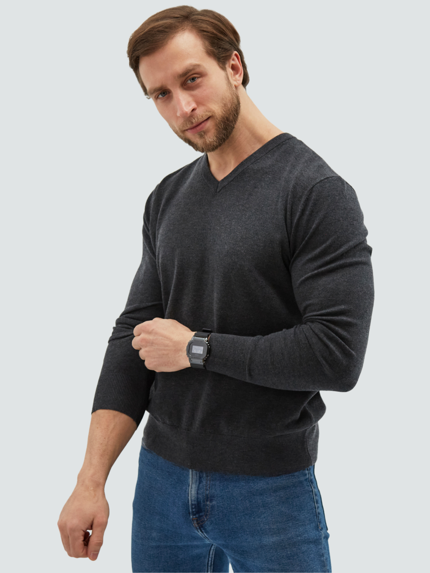 

Пуловер мужской MANAFOFF 8106 серый 2XL, 8106