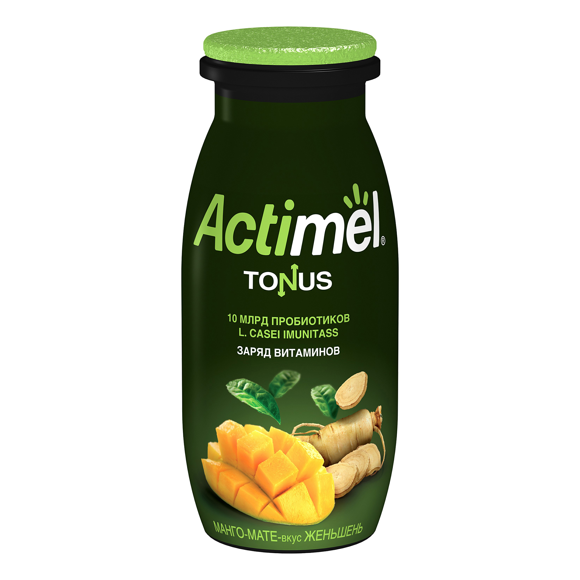 

Продукт кисломолочный Actimel тонус манго, мате, женьшень 2.5% 100 г