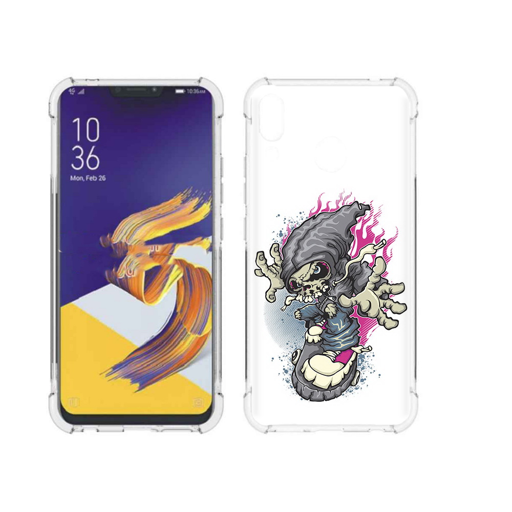 

Чехол MyPads Tocco для Asus ZenFone 5 нарисованный скелет на скейт борде, Прозрачный, Tocco