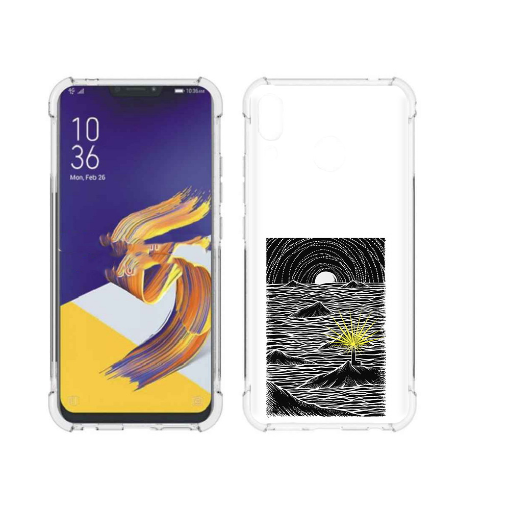 

Чехол MyPads Tocco для Asus ZenFone 5 маяк в черно белом море, Прозрачный, Tocco