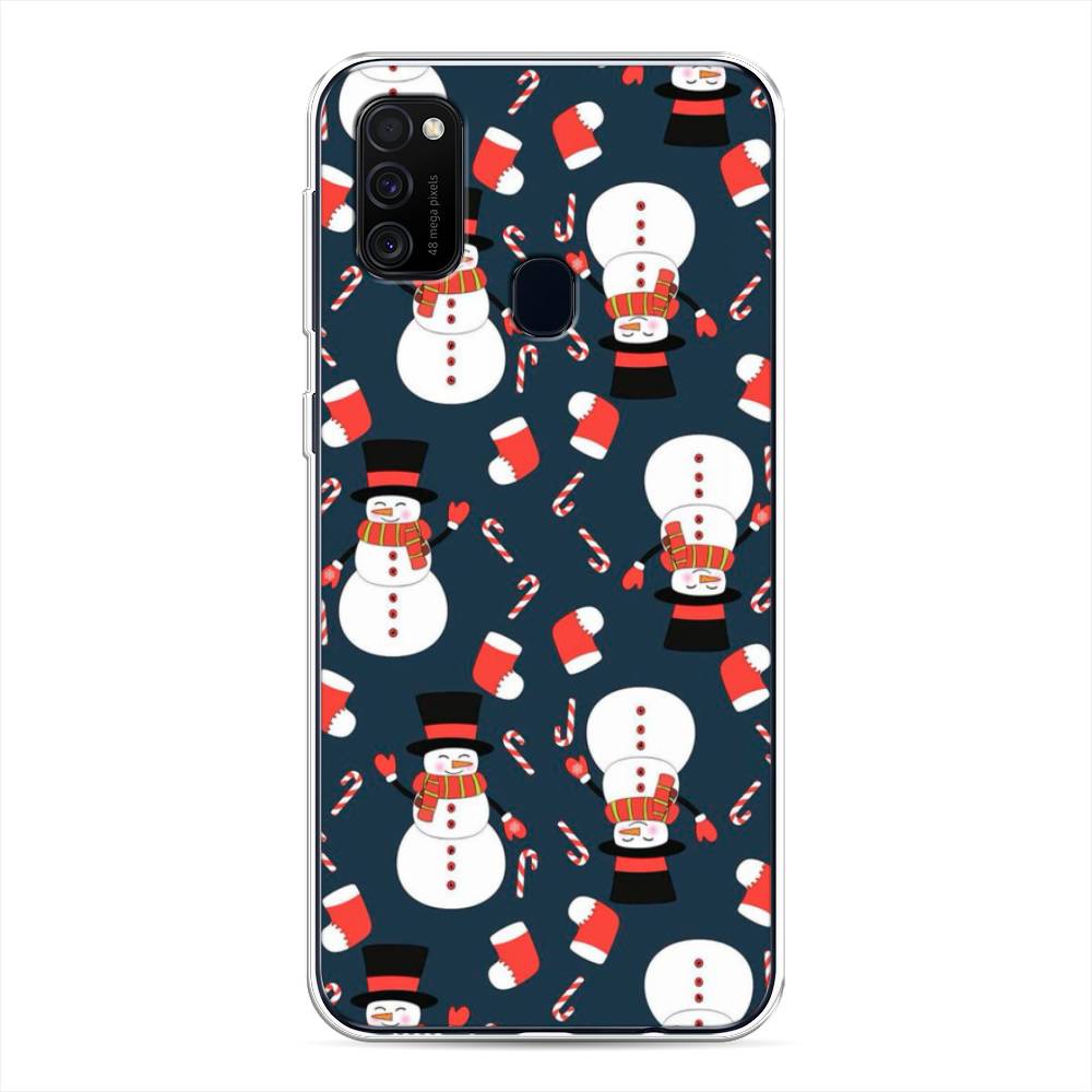 

Чехол для Samsung Galaxy M21/M30s "Синие снеговики", Синий;белый;красный, 29750-5