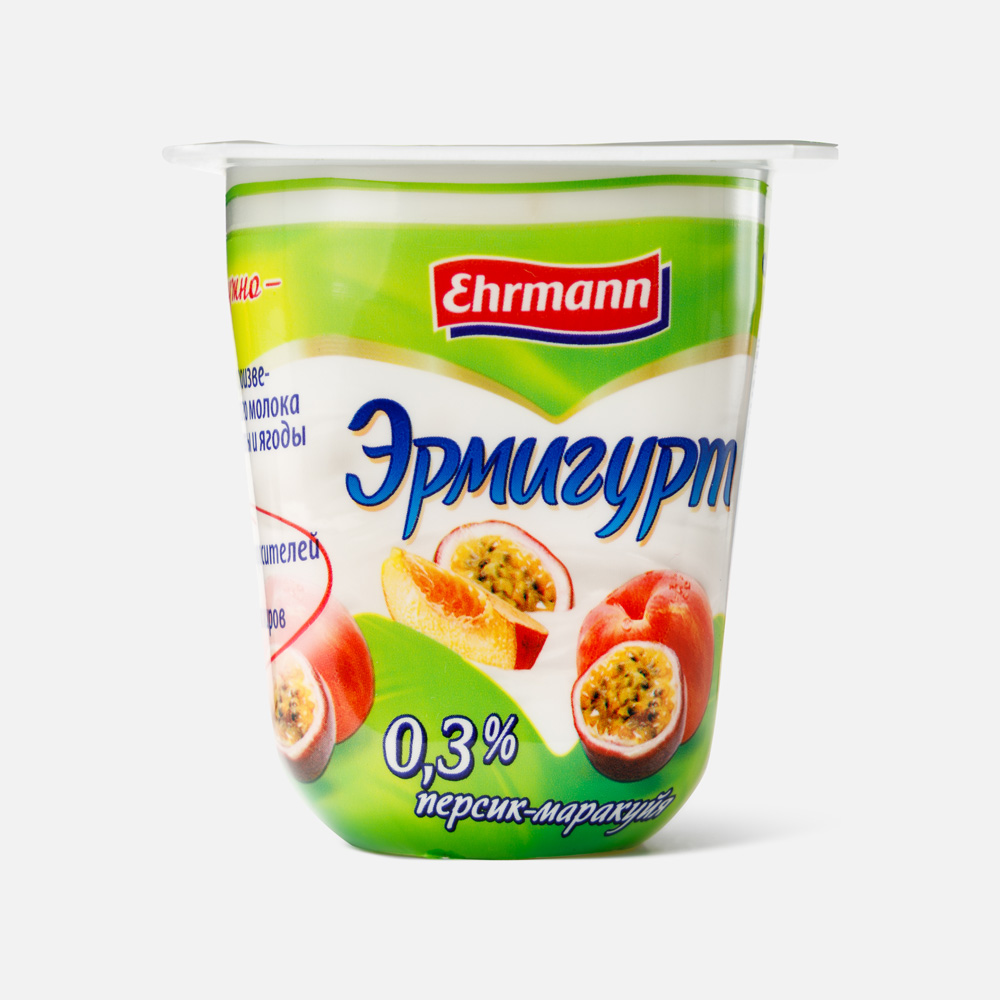 Йогурт Эрмигурт Лёгкий персик и маракуйя, 0,3%, 100 г