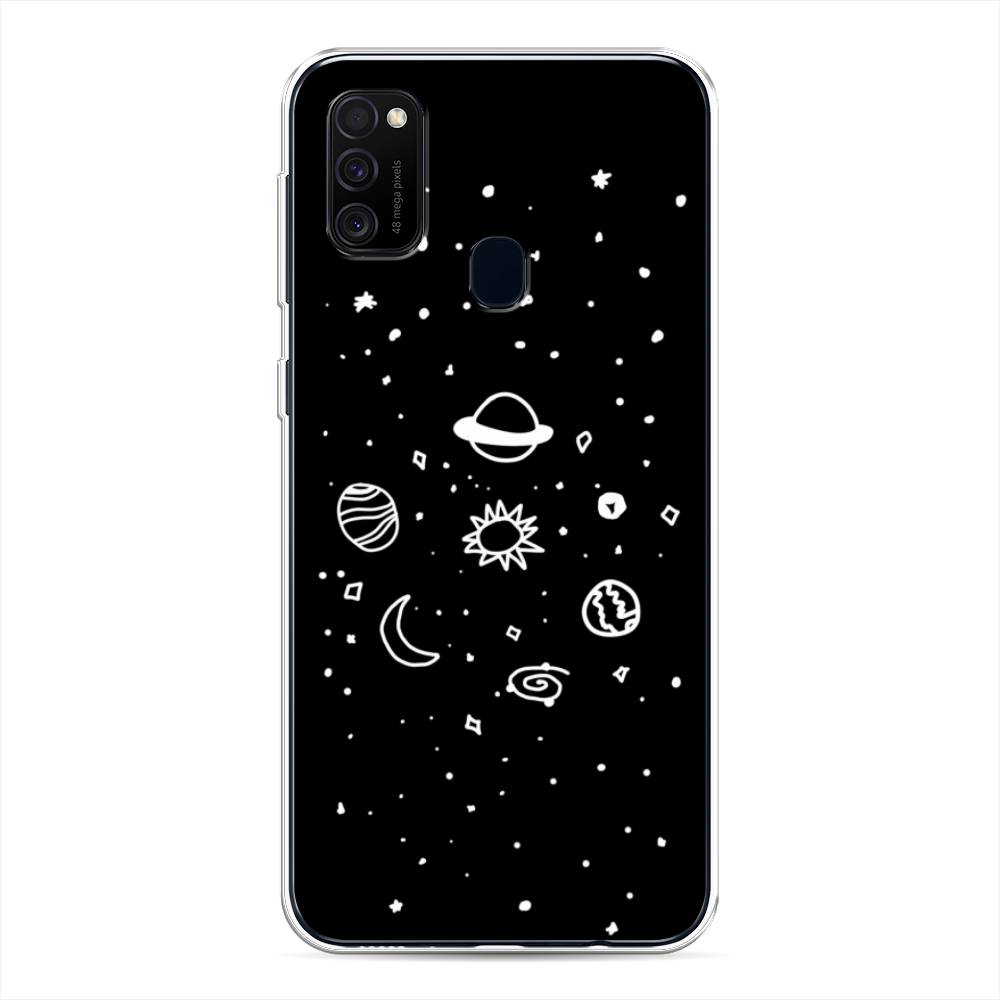 

Чехол для Samsung Galaxy M21/M30s "Дудл солнечной системы", Бежевый;серый, 29750-2