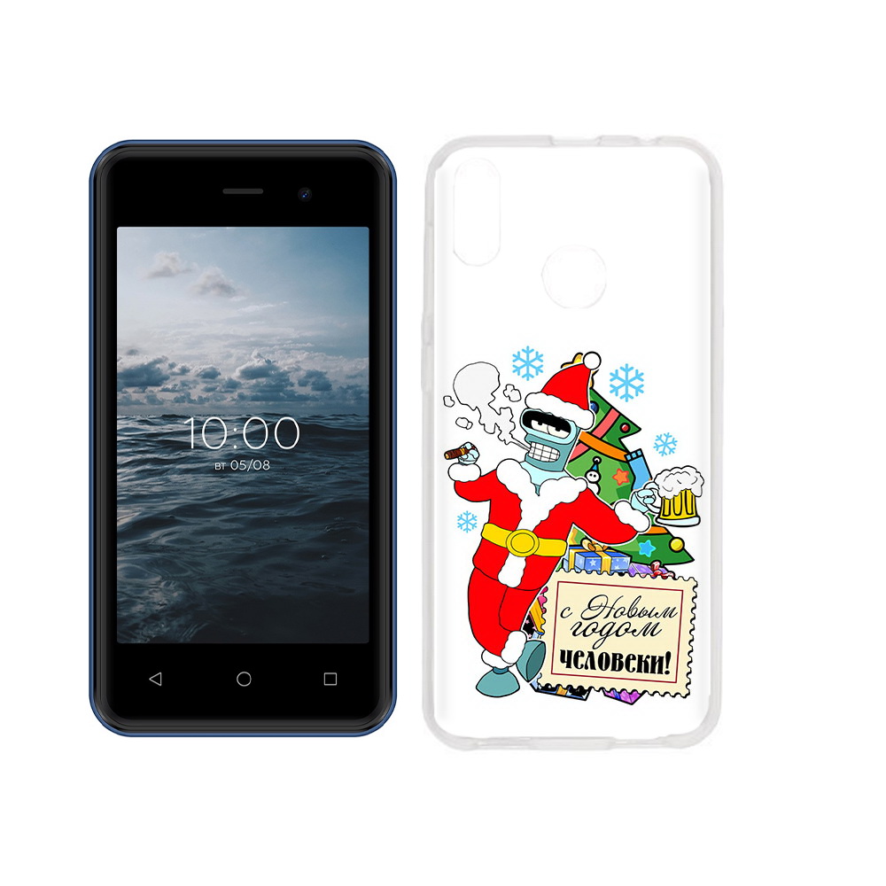 

Чехол MyPads Tocco для BQ 4030G Nice Mini С новым годом человеки, Прозрачный, Tocco