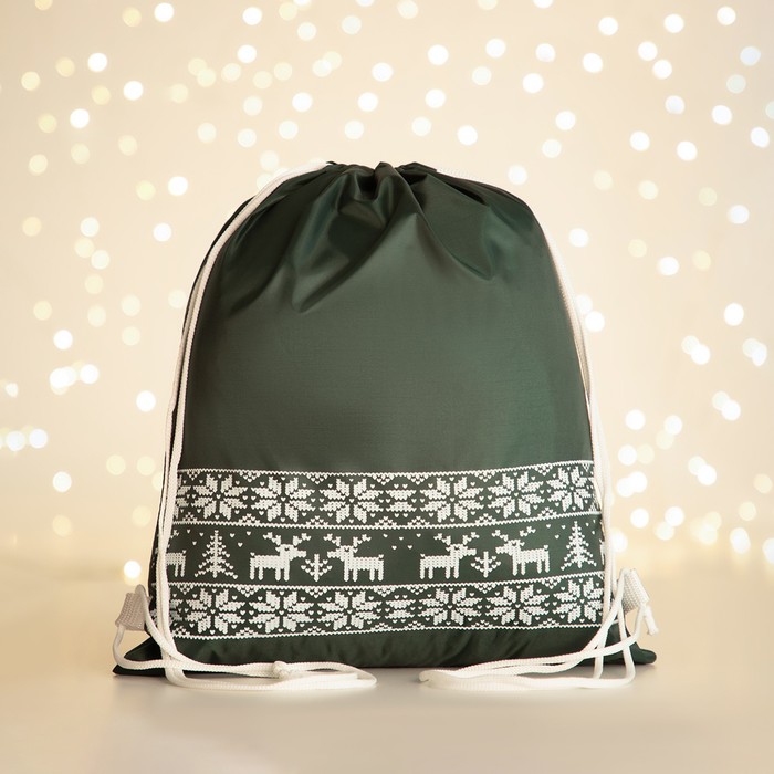 фото Мешок-рюкзак новогодний на шнурке, цвет зелёный nobrand