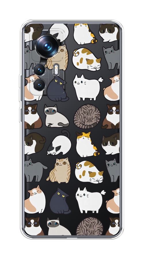 

Чехол на Xiaomi 12T Pro "Милые котики", Прозрачный;белый;серый, 315750-1