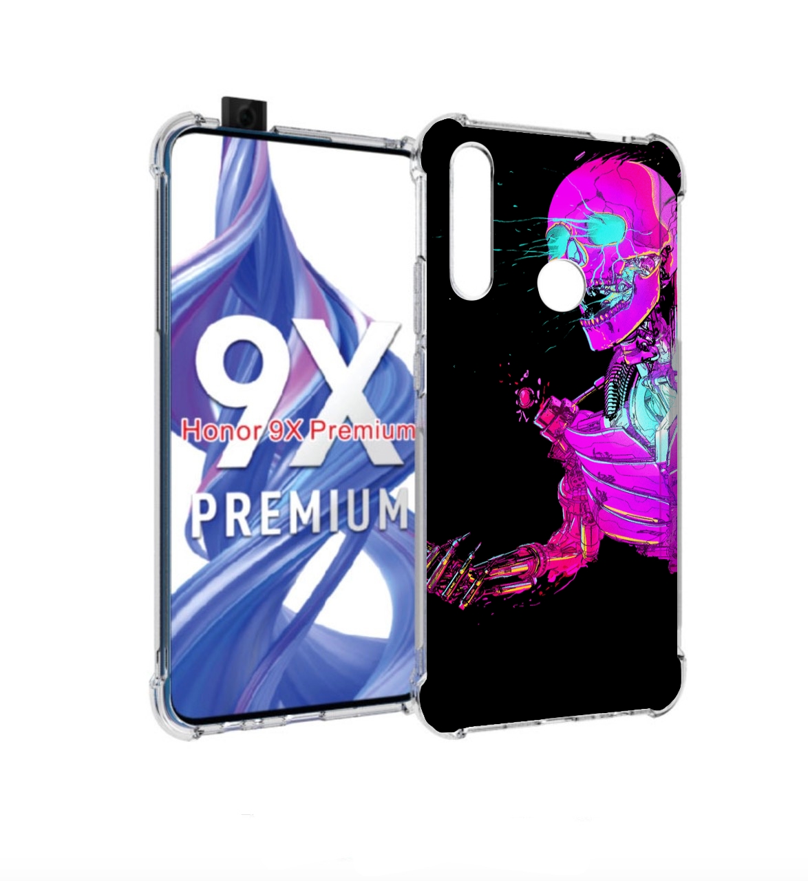 

Чехол бампер MyPads скелет-робот-фиолетовый для Honor 9X (STK-LX, Прозрачный, Tocco