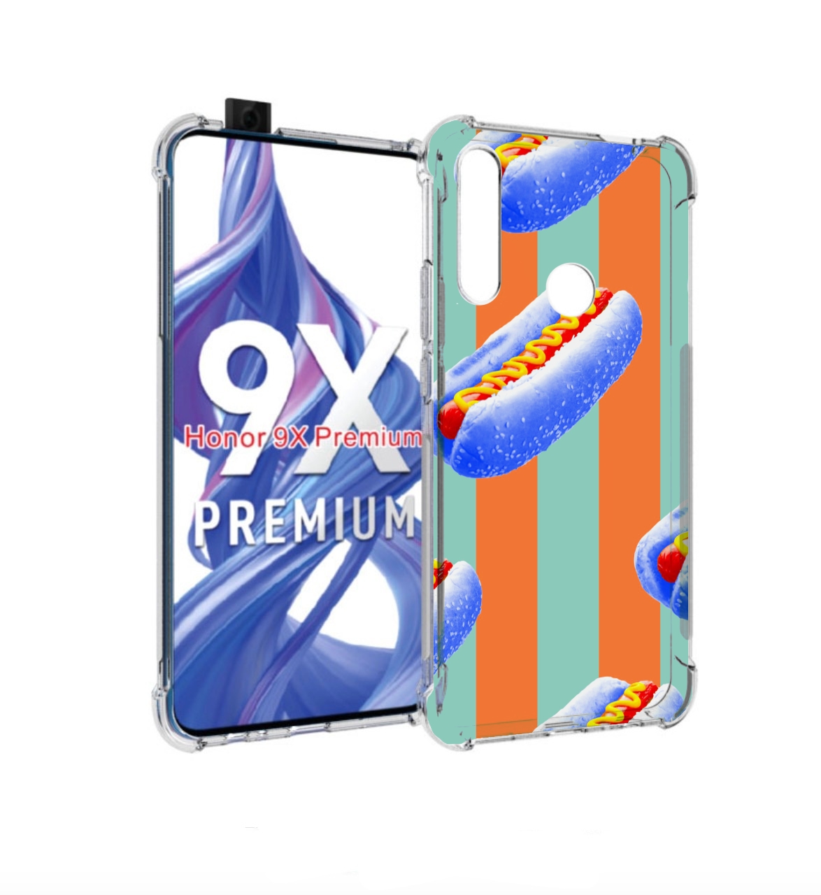 

Чехол бампер MyPads синие хотдоги для Honor 9X (STK-LX1)/Huawei, Прозрачный, Tocco