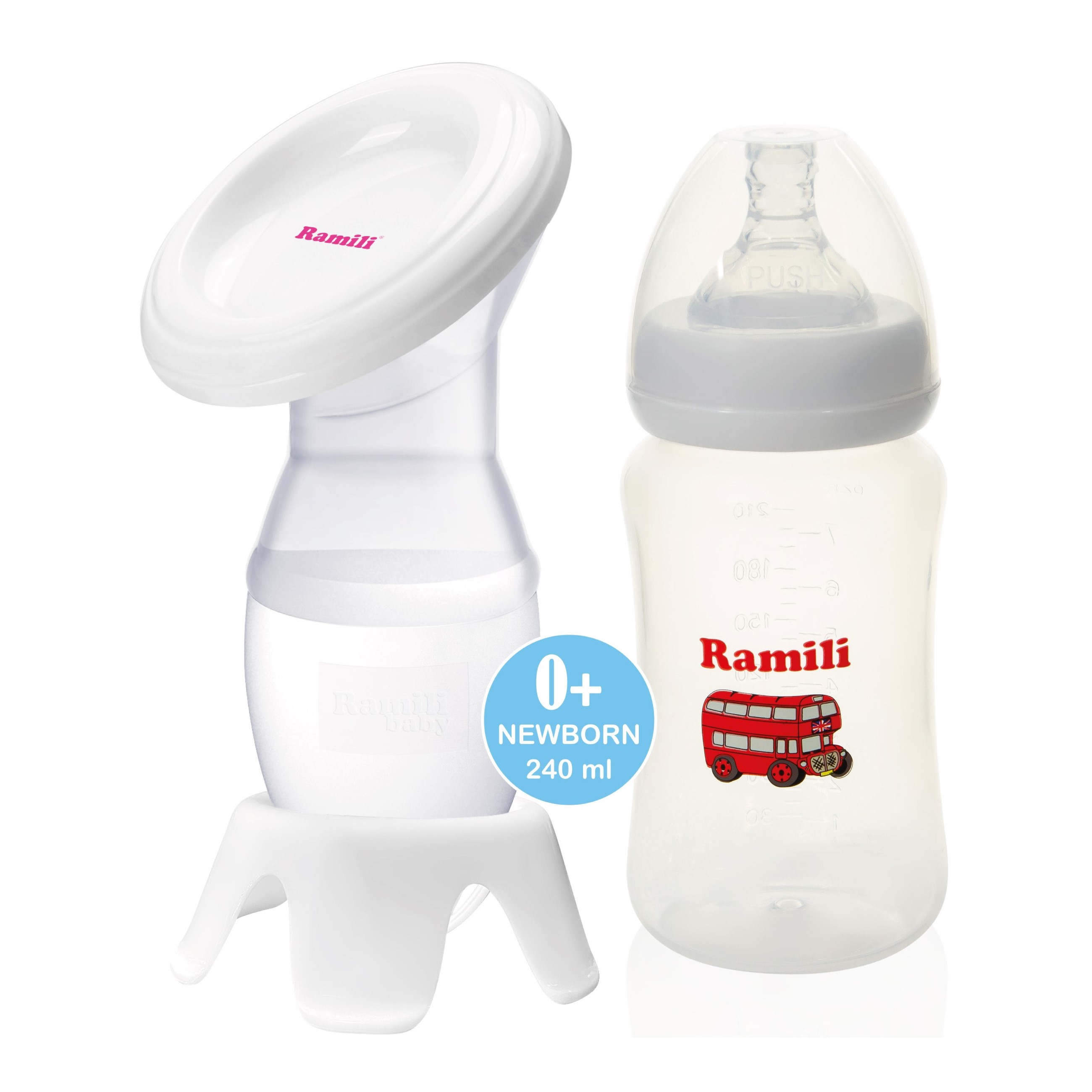 Ручной молокоотсос Ramili MC200 с противоколиковой бутылочкой 240ML ramili ручной молокоотсос mc200 с противоколиковой бутылочкой 240 мл 2 шт