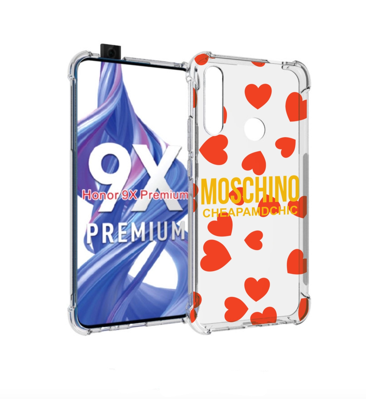 

Чехол бампер MyPads сердца-москино для Honor 9X (STK-LX1), Прозрачный, Tocco
